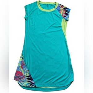 Title Nine Teal Activewear dress tropical print size medium